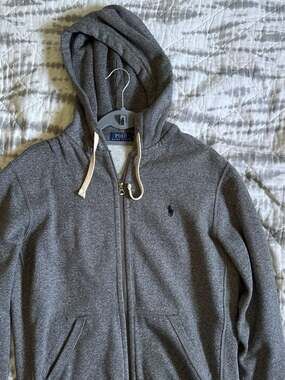 Mens Ralph Lauren Polo gray zip-up hoodie sweatshirt jacket size Medium